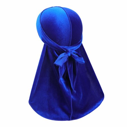 #(Blå) Fløyelsbandana med ekstra lang hale og brede stropper#