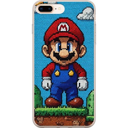 Kompatibelt Mobilskal till Apple Apple iPhone 8 Plus Super Mario affisch Nintendo retro spelkaraktär 8bit pixelkonst klassiskt spel hjälte mural des