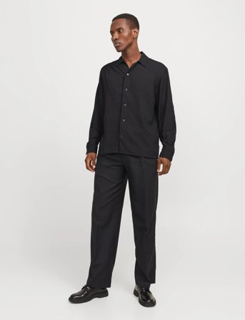 Jack & Jones Jprblatrend Jacquard L/S Shirt Styd Aw24 - Black - XL