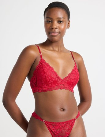 Lindex Bra Iris Soft Bralette Heart S - Red - XL