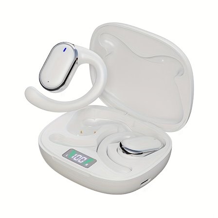 Trådløst Clip-on Mini Sleep Headset til Android & iPhone Mobiltelefon Sport hvid