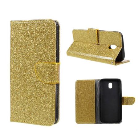 Samsung Galaxy J7 (2017) Glittrigt Enfärgat Fodral - Guld