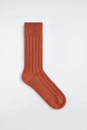 COS Men's Chunky Ribbed Cotton Socks in Orange