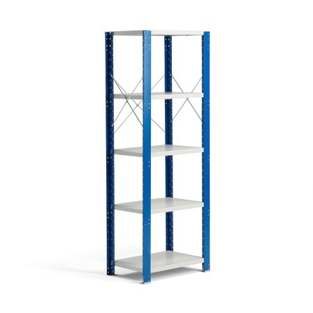 Regalsystem MIX, Grundmodul, 1740 x 600 x 400 mm, grau/blau