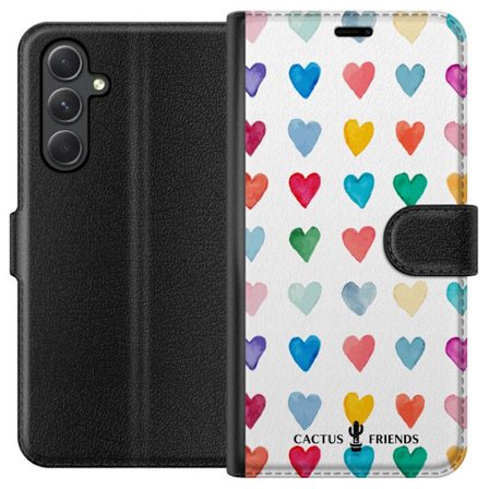Yhteensopiva Lompakkokotelo Samsung Samsung Galaxy A35 Cactus and Friends - Watercolor Love Grid