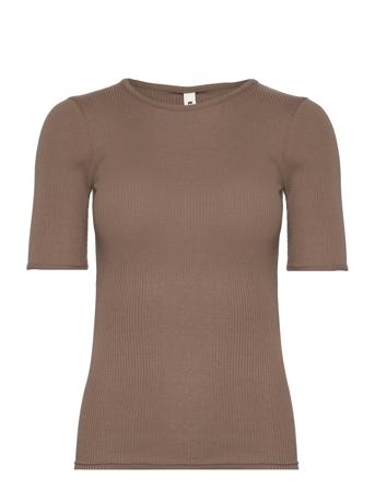 Eswalmue Ss Tshirt Solid F Brown Enkel Studio