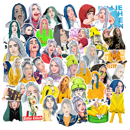 Singer Billie Eilish Laptop-klistremerker, Popmusikk-superstjerne Graffiti-klistremerker for fans, 2 sett