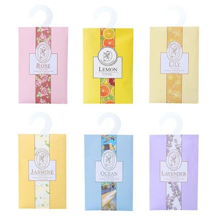 Sæt med 6 duftende poser Anti-skimmel Luftfrisker til Garderobe Skab Bil Hængende