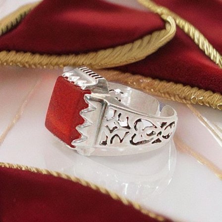 Sterling Sølv Ring Real Fire Opal Stone Persisk Heel Ring For Men