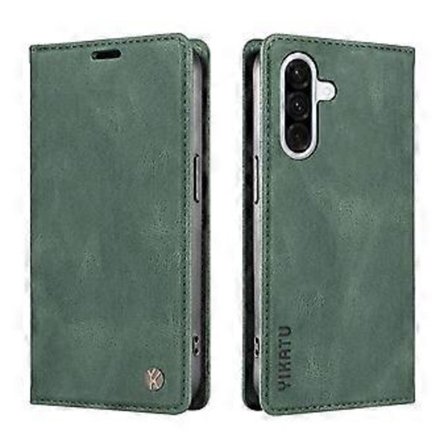 Kompatibel med Samsung Galaxy A56 5G Lærdeksel YIKATU YK-004 Skin-Touch Lommebok Telefonvesker (Grønn)