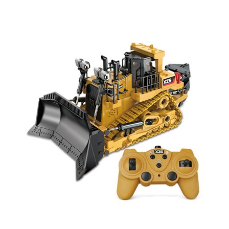 Fjernbetjent bulldozer 1/24 RC bil 2.4Ghz 9 kanals dozer frontlæsser legetøj med lys og lyd Børnelegetøj til drenge