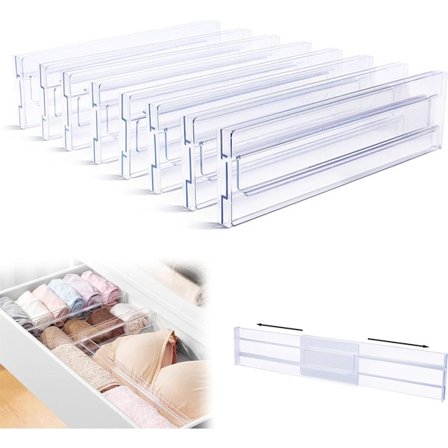 Skuffeinddeling - 8 stk. - Skuffeorganisator - Bestikorganisator - Opbevaringssystem - Skuffebakker - Til køkken/soveværelse/kontor/tøj