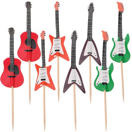 24 stk gitar cupcake dekorasjon instrument form cupcake dekorering verktøy festutstyr (som vist på bildet)
