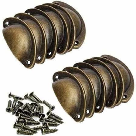 TS-Skålhandtag Retro Möbelhandtag Vintage Lådhandtag Knopp med 24 Skruvar för Skåp Garderob Byrå Lådor -12st