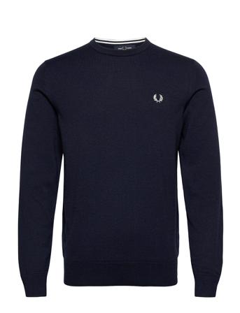 Classic C/N Jumper Strikket Trøje Med Rund Hals Blå Fred Perry