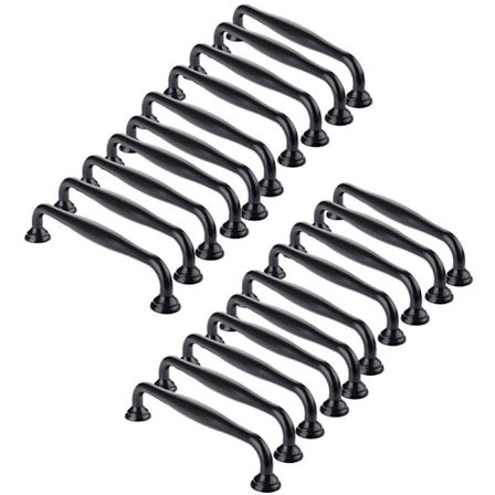 20 stk. Dørhåndtag 128mm Centerafstand Sort Stang Køkkenhytte