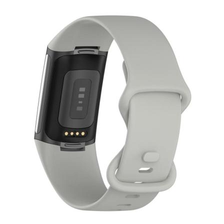 Fitbit Charge 5 yksinkertainen TPU-kellohihna - Harmaa / Koko: L Silver grey
