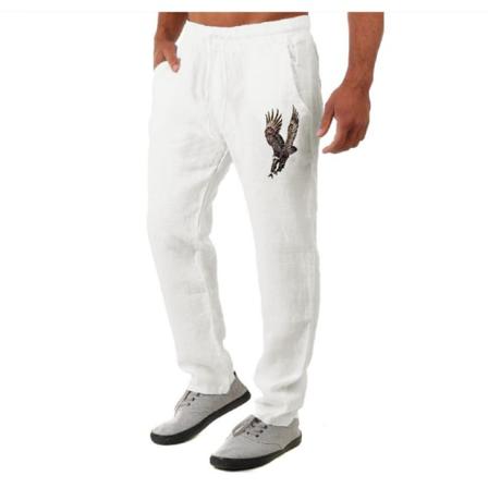 Män Sommar Casual Printed Dragsko Mid Waist Byxor Fickor