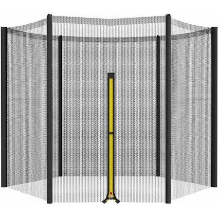 Trampolinebeskyttelsesnett, erstatningsnett for trampoline, Ø305cm trampoline sikkerhetsnett med glidelås, 6 rette stolpe sikkerhetsnett