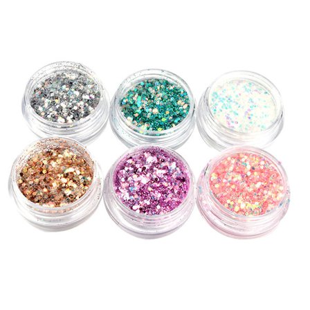 6 esker/sett neglekunstdekorasjoner glitter paljetter paljetter neglekunst klistremerke manikyrverktøy