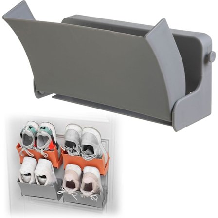 Taitettava seinälle kiinnitettävä kenkäteline, seinälle kiinnitettävä taitettava kenkäteline, eteisen ja käytävän ripustin, harmaa