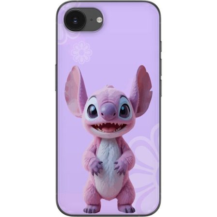 Kompatibel Mobilcover til Apple iPhone 16e Pink Stitch kawaii motiv - sød lyserød karakter i tegneseriestil med blomster, perfekt til fans af søde kar