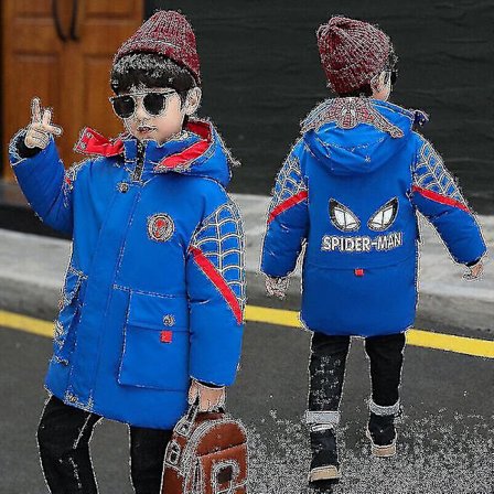 Barn Spiderman Gutte Jakke Vinterjakke Parka Yttertøy