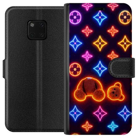 Kompatibel Tegnebogsetui til Huawei Huawei Mate 20 Pro Neonfarvet luksusmønster med glødende teddybjørn i pop art-æstetik