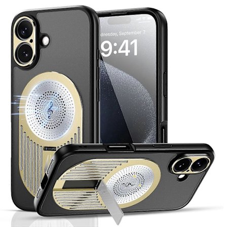 Skal för iPhone 16 med Stöd Silikon+PC Telefonskydd Grafen Värmeavledning - Svart