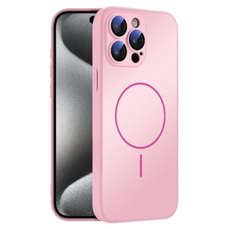 Karkaistua lasia oleva takakuori MagSafe-järjestelmällä iPhone 15 Pro Max - vaaleanpunainen