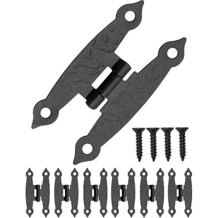 Pakke med 6 metallhengsler, forvitret metall, for skap, skapdører, kister, kasser, retro landstil, 65 x 34 mm