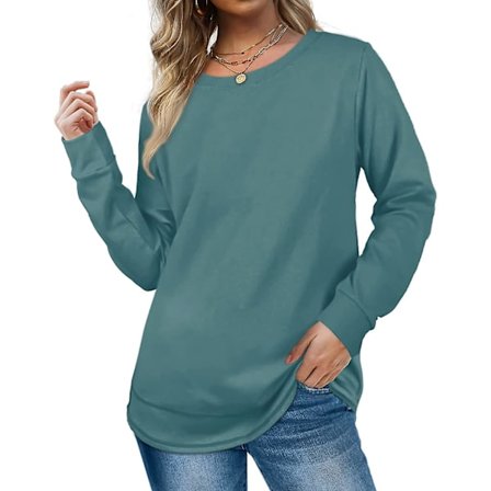 Naisten pusero, naisten collegepaidat, kaareva helma, pitkähihaiset topit, rento ja väljä