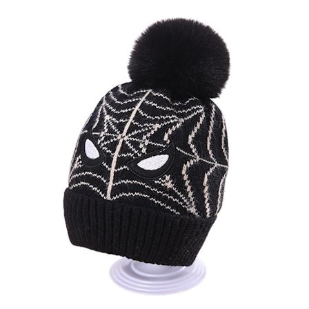 Spiderman stickad mössa för barn vintermössa Pompom Tjock cap - high quality