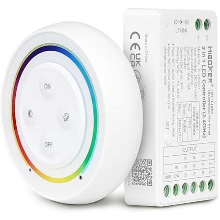 FUT037SA+ Miboxer 3-i-1 LED-kontrollersett, kompatibel med RGB & RGBW & RGB+CCT LED-stripe