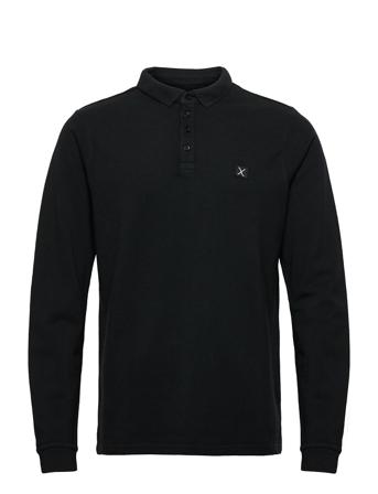 Basic Organic Pique Polo L/S Polos Long-sleeved Svart Clean Cut Copenhagen