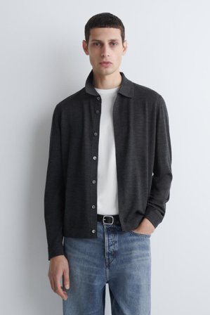 COS Homme Chemise En Maille De Laine Mérinos in Gris
