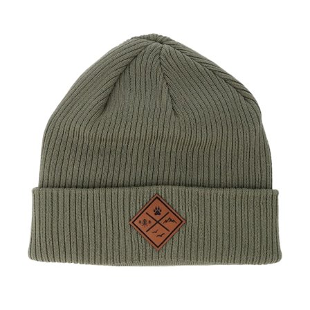 Wild Spirit - Vihreä cuff Beanie - Engraved Nature Patch Olive Green Cuff @ Hatstore