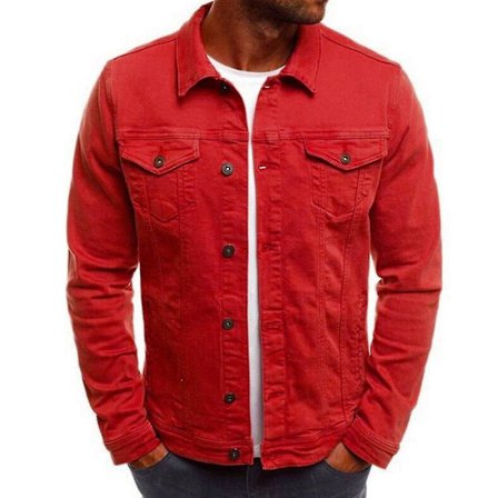 Miesten syksyn talven napillinen yksivärinen vintage-tyylinen denim-takki, paita, päällystakki, laskettava kaulus