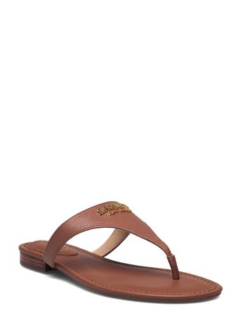 Ellah Tumbled Leather Sandal Brown Lauren Ralph Lauren