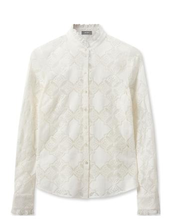 Mmjetta Lace Shirt Tops Shirts Long-sleeved White MOS MOSH