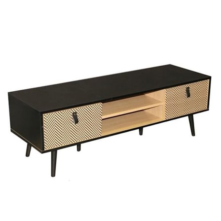 Samtida TV-möbel träeffekt Chelsea - B. 120 x H. 40 cm - Svart