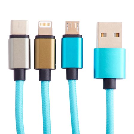 Laddningskabel 1,2m Tatiana 3in1 USB-C/Micro/Lightning