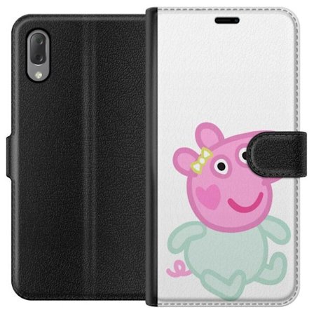 Yhteensopiva Lompakkokotelo Sony Xperia L3 Peppa Pig vauvahahmo pastelliväreissä, suloinen piirretty lasten kuvitus pehmeällä minimalistisella tyy