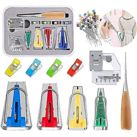 Vinonauhan valmistussetti 4 kokoa, kangassetti, ompeluklipsit, neulat