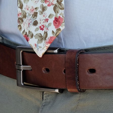 Cinturón de cuero de color marrón cálido para hombres - Cinturones de cuero