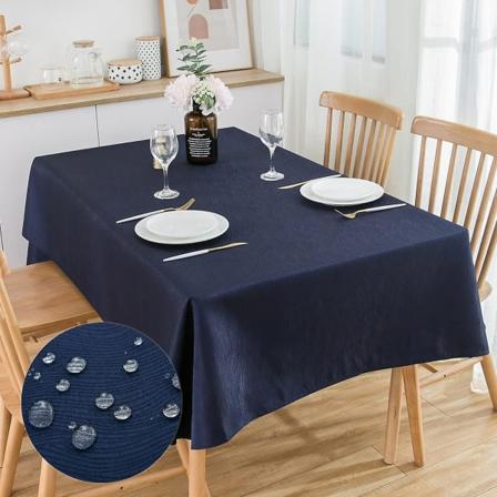 Jacquard-duk Vanntetthet Ensfarge Tungvekt, mykt bordtrekk, maskinvaskbar, rektangel 210x150 cm, marineblå