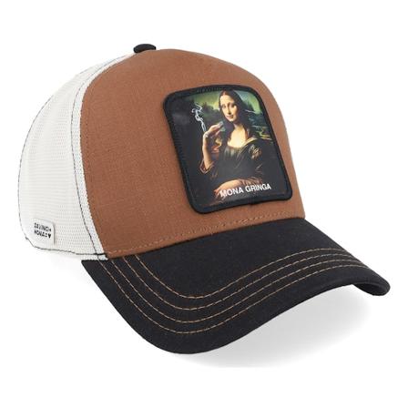 Capslab - Noir trucker Casquette - Art Mona Chica White/Brown/Black A-Frame Trucker @ Hatstore