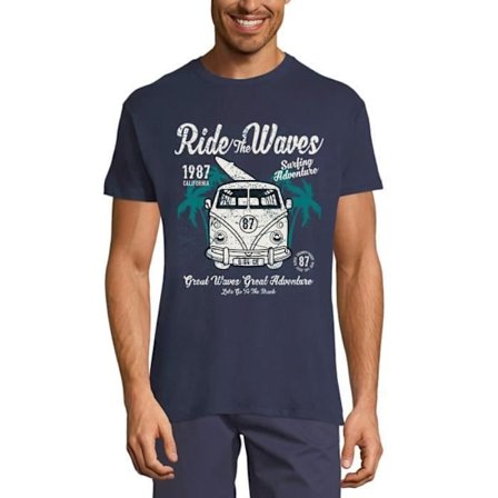 T-shirt herr Ride The Waves - Surfing Adventure Beach – Ride The Waves - Surfing Adventure Beach – Vintage fransk T-shirt