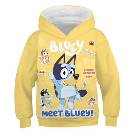 2024 Ny Blå Blå Blå Bingo Söt Pojkar Hoodie Realistisk 3D Tryckt Grafisk Huvtröja Flicka