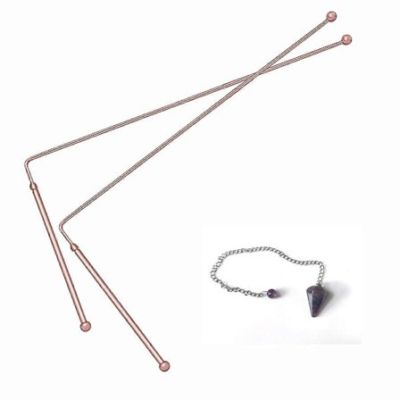 Koppar Slagruta, 99,9% Ren Koppar Spåstav för Spårning av Andlig Energi 2st (Inkluderar 1 Pendel)